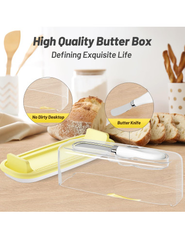 Plato para Mantequilla AJIJING con Tapa y Espátula Libre de BPA