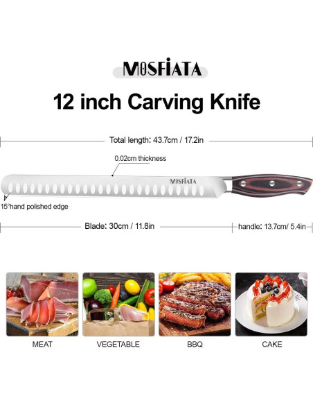 Cuchillo de Rebanar MOSFiATA 30.48 cm Acero Alemán Forjado Cuchillo de Rebanar MOSFiATA 30.48 cm Acero Alemán Forjado