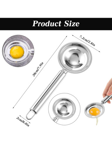 Separador de Huevos Acero Inoxidable Hpmjz 2 Pcs 20x7.2 cm