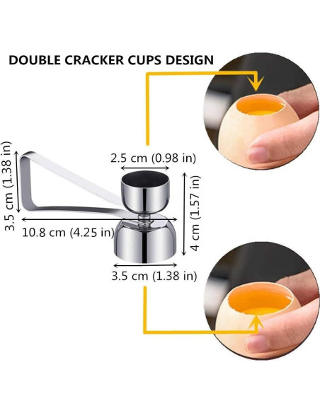 Cortador de Huevos Doble Taza Ishang Acero Inoxidable 10.8 cm Cortador de Huevos Doble Taza Ishang Acero Inoxidable 10.8 cm