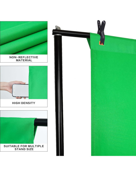 Fondo de Pantalla Verde GFCC 2.13x3.04m Lavable y Plegable Fondo de Pantalla Verde GFCC 2.13x3.04m Lavable y Plegable