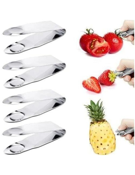 Descorazonador de Fresas Sozbkelns Acero Inoxidable 2 Pcs Descorazonador de Fresas Sozbkelns Acero Inoxidable 2 Pcs