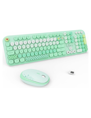 Combo Teclado y Ratón Inalámbrico FOPETT Verde 104 Teclas