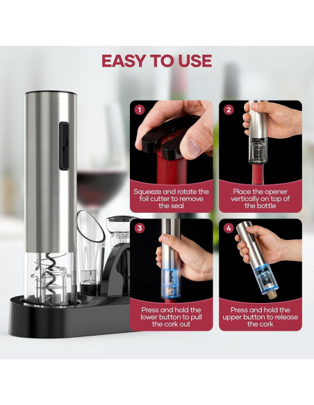 Abridor de Vino Eléctrico Assark 6 en 1 Recargable Automático Abridor de Vino Eléctrico Assark 6 en 1 Recargable Automático