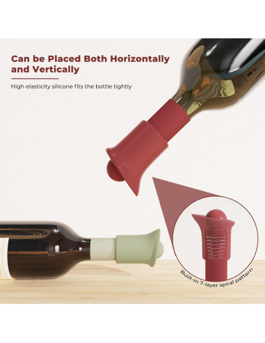 Tapones de Vino Silicona 2 en 1 DGMDGS Reutilizables Negro y Rojo