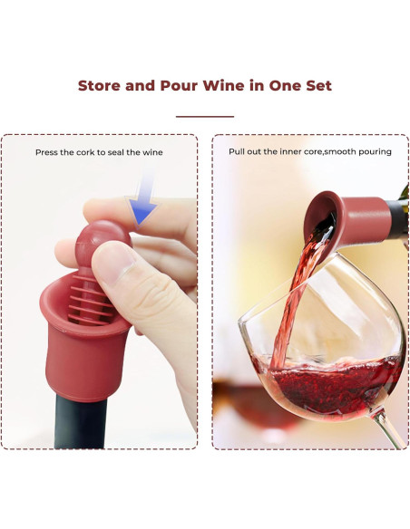 Tapones de Vino Silicona 2 en 1 DGMDGS Reutilizables Negro y Rojo Tapones de Vino Silicona 2 en 1 DGMDGS Reutilizables Negro y Rojo