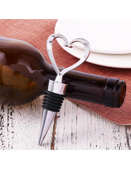 3 Tapones Reutilizables para Vino YUXIANLB Corazón Plateado 3 Tapones Reutilizables para Vino YUXIANLB Corazón Plateado