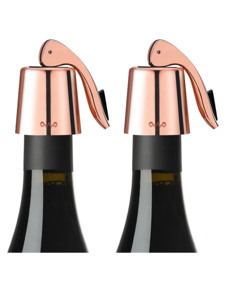 Tapón de Vino OWO de Acero Inoxidable Rosa Oro - 2 Paquete Tapón de Vino OWO de Acero Inoxidable Rosa Oro - 2 Paquete