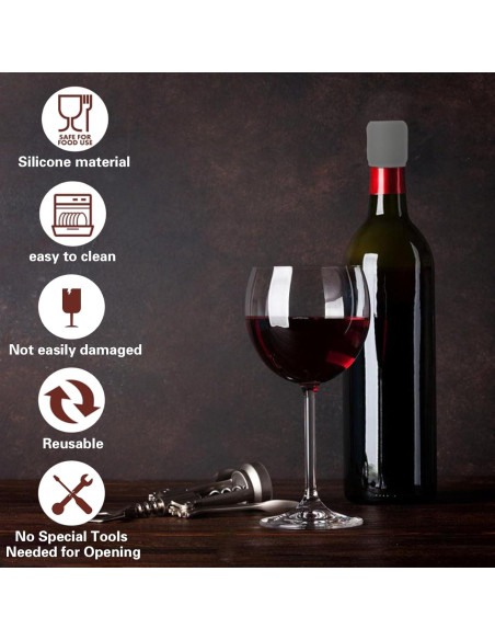 Tapones de Silicona Reutilizables Jianlida - 4 Unidades para Vino y Champán Tapones de Silicona Reutilizables Jianlida - 4 Unidades para Vino y Champán
