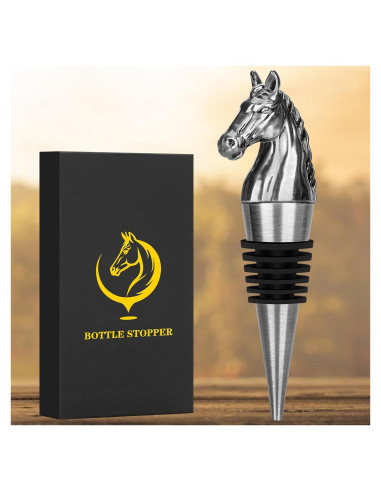 Tapón de Vino Cabeza de Caballo LULLEA - Plata Oscura con Caja