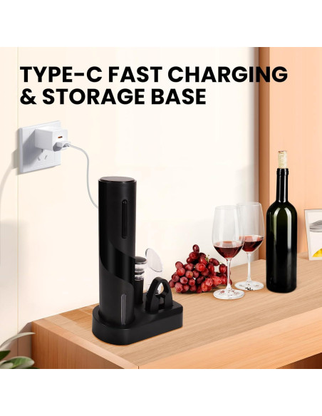 Abridor de Vino Eléctrico LAMA Negro Recargable con Accesorios Abridor de Vino Eléctrico LAMA Negro Recargable con Accesorios