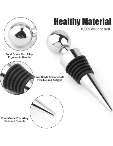 3 Tapones de Vino Reutilizables Sopoloray de Silicona Plateados
