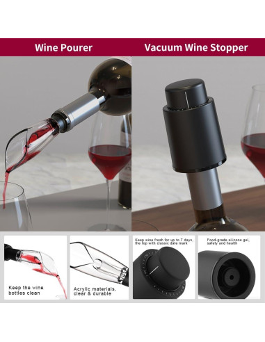 Abrebotellas de Vino Eléctrico YYDSBAYS Oro Recargable Set 4 en 1