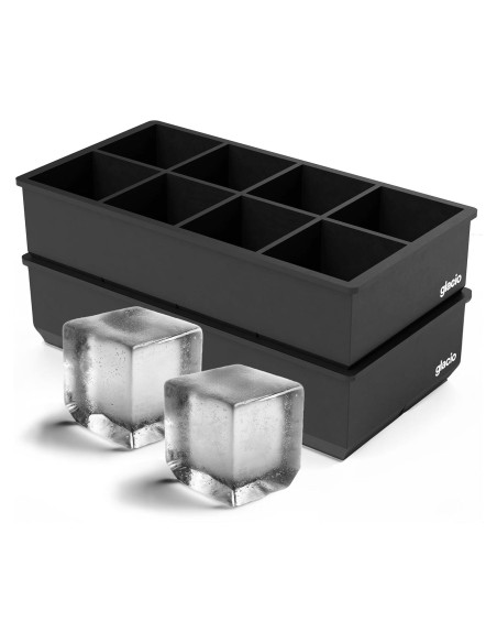 Moldes de Hielo Glacio - 2 Bandejas de Silicona para 8 Cubos Grandes Moldes de Hielo Glacio - 2 Bandejas de Silicona para 8 Cubos Grandes