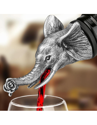 Vertedor y tapón de vino elefante LULLEA 2 en 1 plata