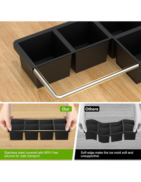 Bandeja de Hielo de Silicona Samuelworld 2-Pack 8 Cavidades Bandeja de Hielo de Silicona Samuelworld 2-Pack 8 Cavidades