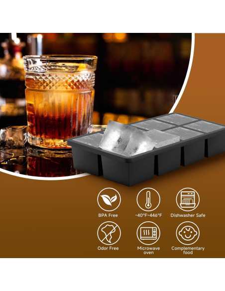 Bandeja de Hielo de Silicona Samuelworld 2-Pack 8 Cavidades Bandeja de Hielo de Silicona Samuelworld 2-Pack 8 Cavidades