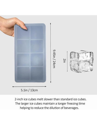 Bandeja de Hielo Silicona HRGNQCT 2" x 8 Moldes Grandes