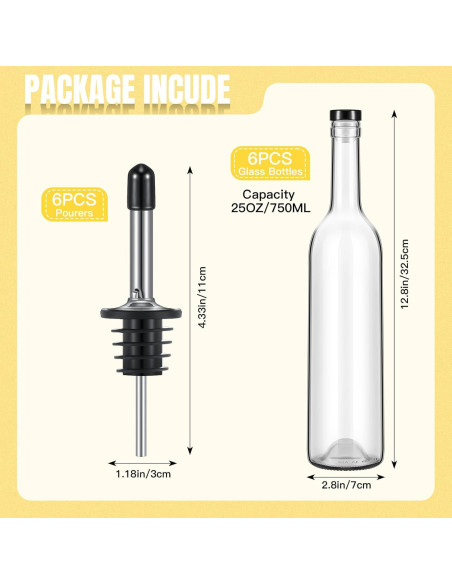 Baderke 6 Botellas de Vidrio 739ml con Vertedor y Tapas Baderke 6 Botellas de Vidrio 739ml con Vertedor y Tapas