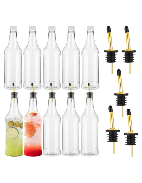 Botellas de Plástico Dandat 32 oz con Vertedor Acero Inoxidable - 20 Pcs Botellas de Plástico Dandat 32 oz con Vertedor Acero Inoxidable - 20 Pcs