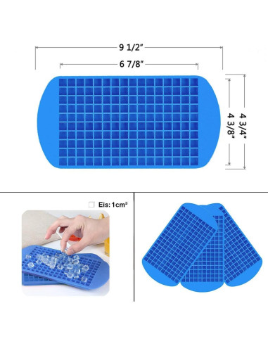 Bandeja de Hielo Mini Jisile 160 Cubos Silicona Azul