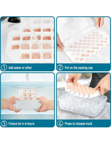 Molde de Cubos de Hielo Waybesty 3 Piezas Silicona 24.1x15cm
