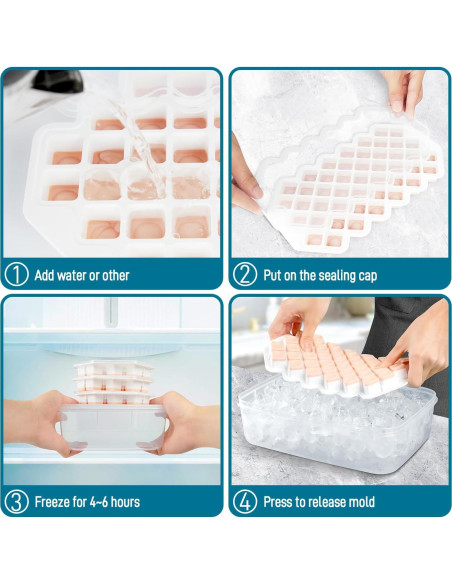 Molde de Cubos de Hielo Waybesty 3 Piezas Silicona 24.1x15cm Molde de Cubos de Hielo Waybesty 3 Piezas Silicona 24.1x15cm