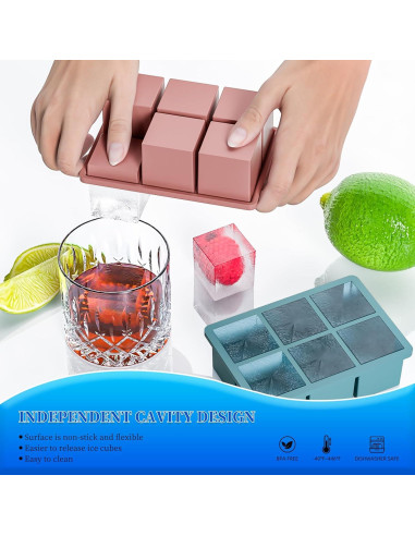 Bandeja de Hielo de Silicona HANCELANT 3 Pack con Tapa 5.08 cm