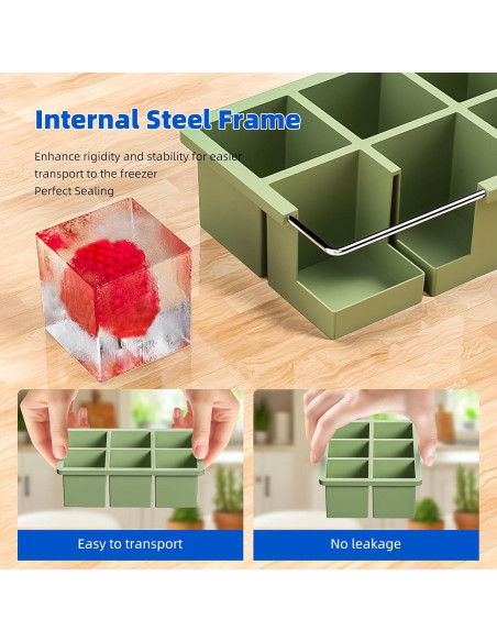 Bandeja de Hielo de Silicona HANCELANT 3 Pack con Tapa 5.08 cm Bandeja de Hielo de Silicona HANCELANT 3 Pack con Tapa 5.08 cm