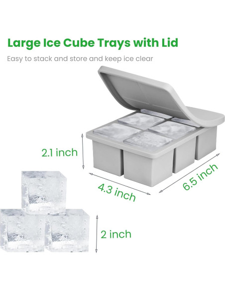 Bandeja de Hielo de Silicona wxhaoa 2 Piezas 5 cm Cuadrada Bandeja de Hielo de Silicona wxhaoa 2 Piezas 5 cm Cuadrada
