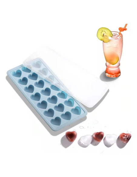 Bandeja de Hielo Corazón TFQXA1Z 21 Huecos Silicona Azul Bandeja de Hielo Corazón TFQXA1Z 21 Huecos Silicona Azul