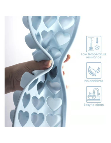 Bandeja de Hielo Corazón TFQXA1Z 21 Huecos Silicona Azul