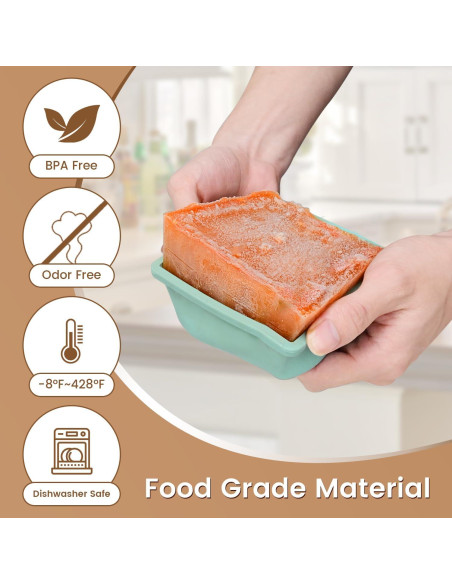 Bandeja de Congelador de Silicona GGOW 2 Tazas con Tapa - 4 Piezas Bandeja de Congelador de Silicona GGOW 2 Tazas con Tapa - 4 Piezas
