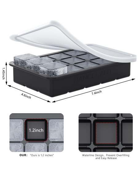 Bandejas de Hielo de Silicona HANCELANT 2 Piezas 19x12cm Bandejas de Hielo de Silicona HANCELANT 2 Piezas 19x12cm
