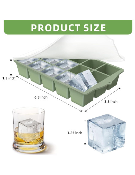 Bandejas de Hielo de Silicona FANYITY 4-Pack Verde Sin BPA Bandejas de Hielo de Silicona FANYITY 4-Pack Verde Sin BPA
