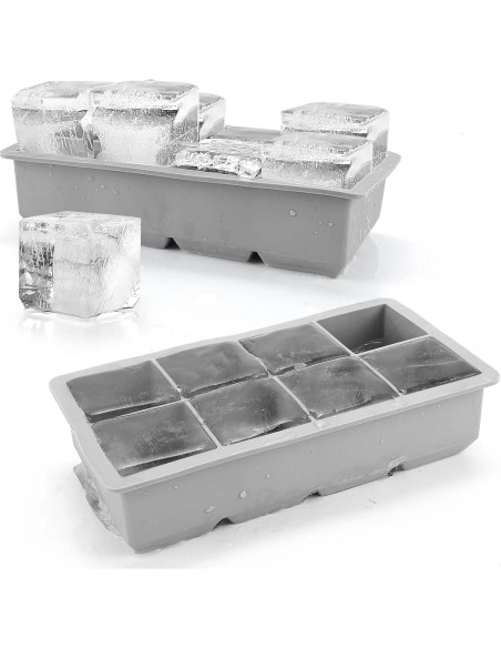 Bandeja de Hielo Grande Ticent - Molde Silicona 8 Cavidades Bandeja de Hielo Grande Ticent - Molde Silicona 8 Cavidades