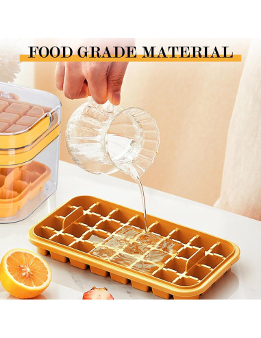 Juego de 2 bandejas de hielo Shapenwin 64 cubos silicona naranja
