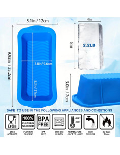 Molde de Hielo Extra Grande Vidotim - Silicona Reutilizable 2PCS 2