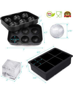 Bandejas de Hielo Flexibles Wiscky - Juego de 2, Silicona, Grande 2