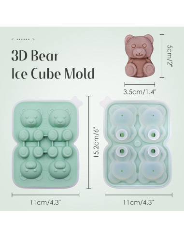 Moldes de Hielo de Silicona Teeloray 3D Animales 2 Piezas
