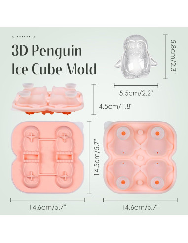 Moldes de Hielo de Silicona Teeloray 3D Animales 2 Piezas