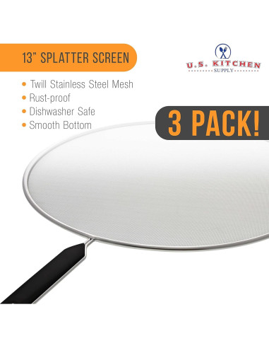 Juego de 3 pantallas antisalpicaduras U.S. Kitchen 33 cm