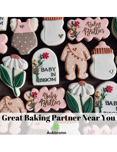 Juego de Cortadores de Galletas Auktosmn Baby Shower Flores - 7 Piezas Acero Inoxidable