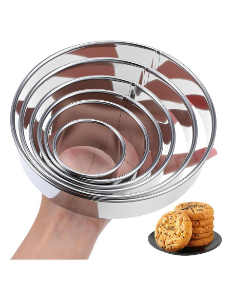Juego de 6 Cortadores de Galletas Redondos TIESOME Acero Inoxidable Juego de 6 Cortadores de Galletas Redondos TIESOME Acero Inoxidable