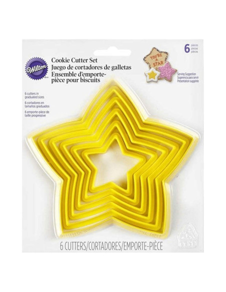 Conjunto de 6 Cortadores de Estrella Wilton - Plástico Seguro Conjunto de 6 Cortadores de Estrella Wilton - Plástico Seguro