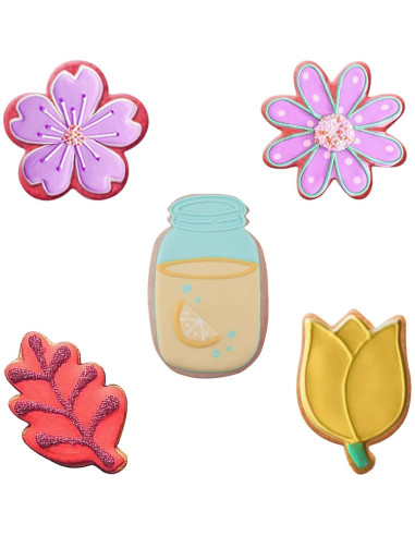 Set de Cortadores de Galletas Florales Kukifun - 5 Piezas Acero Inoxidable