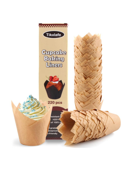 220 Forros de Cupcake Tulipán Tikxlafe, Papel Pergamino Natural 220 Forros de Cupcake Tulipán Tikxlafe, Papel Pergamino Natural