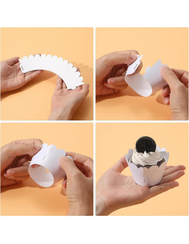 KPOSIYA Set de 100 Fundas para Cupcake Blancas Decorativas