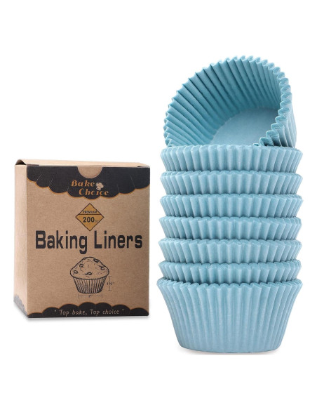 200 Forros de Cupcake Azul Bake Choice - Papel Pergamino Grado Alimenticio 200 Forros de Cupcake Azul Bake Choice - Papel Pergamino Grado Alimenticio