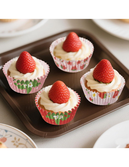 600 Forros de Cupcake de Fresa PAJIXANTHIC 5.08 cm Desechables 600 Forros de Cupcake de Fresa PAJIXANTHIC 5.08 cm Desechables